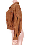 Camel Women Corduroy Cardigan Lantern Sleeve Fashion Coat GL6522-1