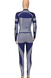 Ocean Blue Euramerican Women Fashion Casual Sport Yoga Contrast Color Tight Pants Sets GLS10062-5