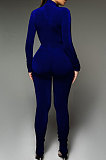 Black Wholesale Velvet Long Sleeve High Neck Tops Skinny Pants Slim Fitting Suit DR88131-4