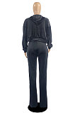 Black Preppy Women's Velvet Strapless+Cardigan Coat Trousers Plain Color Three Piece DR88137-5