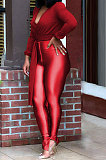 Black Women Chiffon Top Pure Color Pants Sets ED1084-2