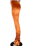 Champagne Gold Euramerican Women Fashion Glitter Ruffle High Waist Split Pants GL6520-2