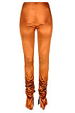 Champagne Gold Euramerican Women Fashion Glitter Ruffle High Waist Split Pants GL6520-2
