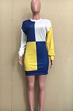 Blue Preppy Women's Matching Color Slim Fitting Mini Dress ORY5212-1