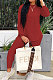 Red Simple Pure Color Long Sleeve Skinny Pants Casual Suit PQ8063-1