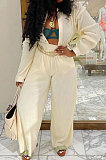 Black Euramerican Women Casual Fashion Pleated Solid Color Pants Sets BE8053-3