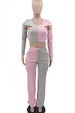Orange Women Sexy Fashion Casual Spliced Hollow Out Pants Sets AYQ88015-2