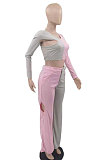 Pink Women Sexy Fashion Casual Spliced Hollow Out Pants Sets AYQ88015-1
