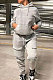 Gray Trendy Loose Hoodie Long Sleeve Pure Color Sport Pants Sets BE8055-3