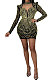Gold Fashion Sexy Perspectivity Mesh Spaghetti Hip Bling Bling Skinny Mid Waist Mini Dress CCY9355-3
