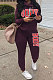 Purple Casual Sporty Simplee Letter Long Sleeve High Neck Long Pants Sets LD9025-1
