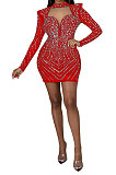 Gold Fashion Sexy Perspectivity Mesh Spaghetti Hip Bling Bling Skinny Mid Waist Mini Dress CCY9355-3