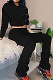 Khaki New Simplee Velvet Thickning Long Sleeve Hoodie Ruffle Trousers Solid Color Suit ALS269-4