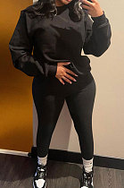 Black Women's Pure Color Casual Pants Sets ED8541-1