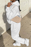 White Preppy Pure Color Long Sleeve Hoodie Jogger Pants Sport Sets LYY9318-3