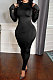 Black Women Fashion Sexy Backless Solid Color Pullover Round Collar Mid Waist Long Dress MQX23593-1