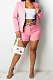 Pink Luxe Elegant Pure Color Long Sleeve Suit Coat Shorts Business Set OEP6312-4