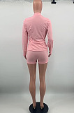 Pink Luxe Elegant Pure Color Long Sleeve Suit Coat Shorts Business Set OEP6312-4