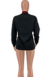 Black Preppy Letter Pyrography Long Sleeve Lapel Neck Hoodie Tops LY058-3