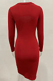 Rose Red Women's Long Sleeve Hollow Out Club Pullover Mid Waist Mini Dress YBN9042-4