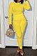 Yellow Ribber Solid Color Casual Long Sleeve Long Pants Sets AGY68535-2
