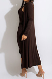 Black Fashion Lace-Up Tank Dress+Cardigan Coat Solid Color Suit QZ3328-2