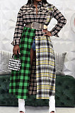 Red Luxe New Women's Color Matching Plaid Printed Long Sleeve Slim Fitting Dress SZS6031-2