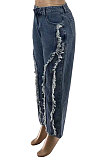 Fashion Casual Raw Edge Slim Fitting Jean Pants SZS1006