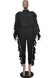 Apricot Fashion Kintting Long Sleeve Round Neck Crop Tops Trousers Cute Tassel Suit TRS1186-4