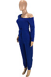 Pink Modest Hypotenuse Neckline With Beltband Collect Waist Solid Color Jumpsuits SM9218-2