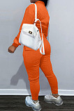 Red Casual Preppy Velvet Long Sleeve Single-Breasted Jacket Jogger Pants Baseballs Suit TK6206-3