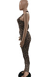 Black Women's Sexy Hollow Out Single Sleeve Pure Color Bodycon Jumpsuits MF6657-2