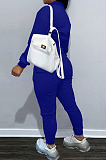 Army Blue Casual Preppy Velvet Long Sleeve Single-Breasted Jacket Jogger Pants Baseballs Suit TK6206-4