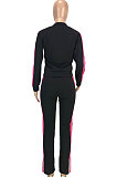 Black Wholesale New Spliced Zipper Long Sleeve Coat Trousers Sport Sets SM9219-3