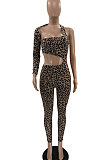 Leopard Women's Sexy Hollow Out Single Sleeve Bodycon Jumpsuits MF6657-1