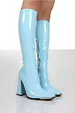 Pu Thigh High Boots in Light Blue