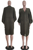 Green Fashion New Pure Color Sweater Cardigan Long Coat TRS1185-1