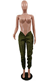 Army Green Sport Pure Color Dew Waist Casual Pants NYZ6035-1