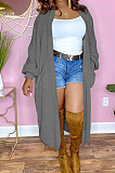Black Fashion New Pure Color Sweater Cardigan Long Coat TRS1185-4