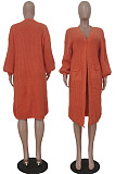 Orange Fashion New Pure Color Sweater Cardigan Long Coat TRS1185-2