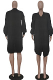 Black Fashion New Pure Color Sweater Cardigan Long Coat TRS1185-4
