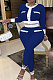 Blue Women's Ribber Round Neck Front Button Tops Skinny Pants Fashion Suit WY6863-3