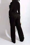 Black Euramerican Women Sexy Tight Tops Casual Pants Sets FFE196-2