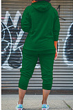 Green Simple Preppy Long Sleeve Hoodie Trousers Plain Suit WY6864-1 