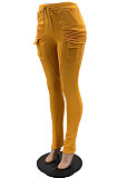 Orange Women's Add Velvet Fleece Fabrics Casual Drawsting Pants JR3661-3