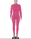 Rose Red Eurameircan Sexy Long Sleeve Hollow Out High Waist Bodycon Jumpsuits FMM2053-9