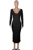 Red Women's Sexy Deep V Collar Off Shoulder Cotton Ribber Casual Bodycon Midi Dress FMM2094-1