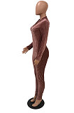 Black Euramerican Women's Sexy Both Sides Wear Zipper High Waist Velvet Bodycon Jumpsuits FMM1168-1