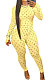 Yellow Eurameircan Sexy Long Sleeve Hollow Out High Waist Bodycon Jumpsuits FMM2053-1