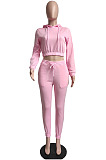 SUPER WHOLESALE|Khaki Casusl Pure Color Velvet Hoodie Jogger Pants Suit LML279-5